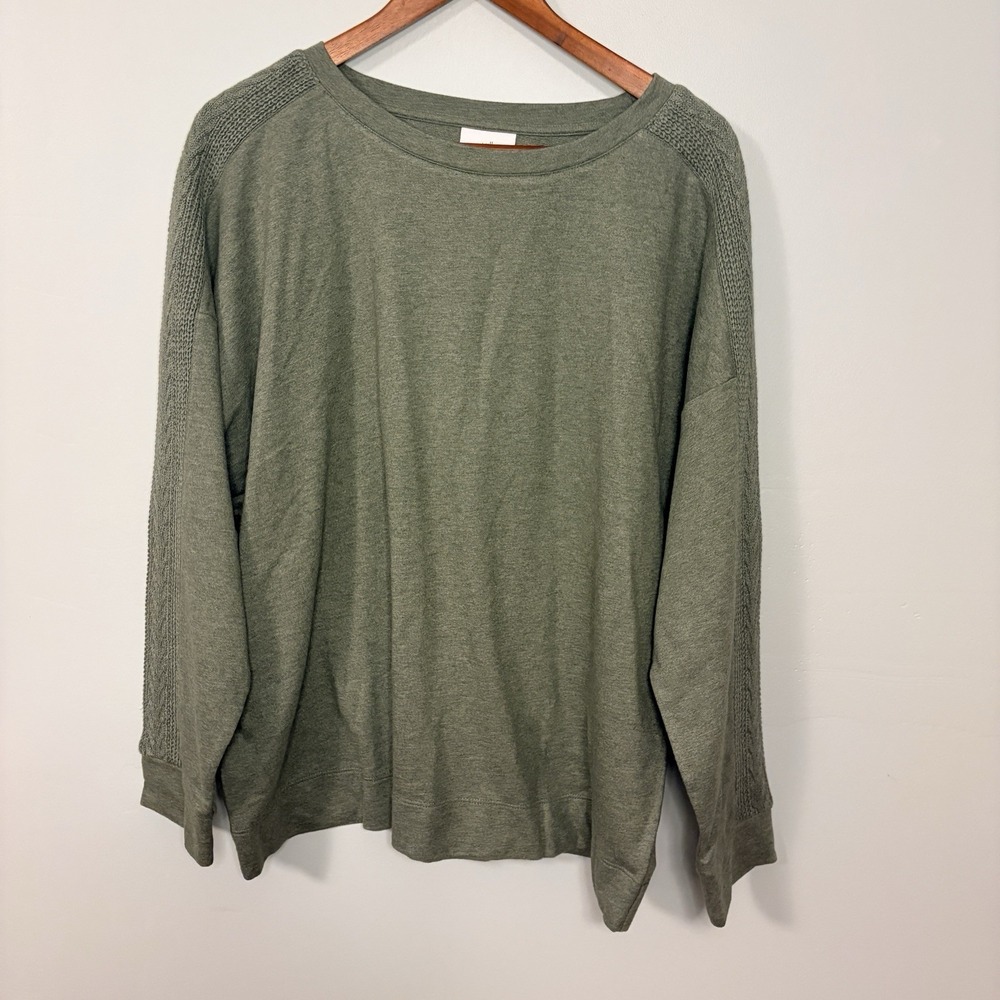 NWT J.Jill Sweater-Trimmed Sweatshirt Size XL Sage Green Career Teacher - Picture 3 of 8